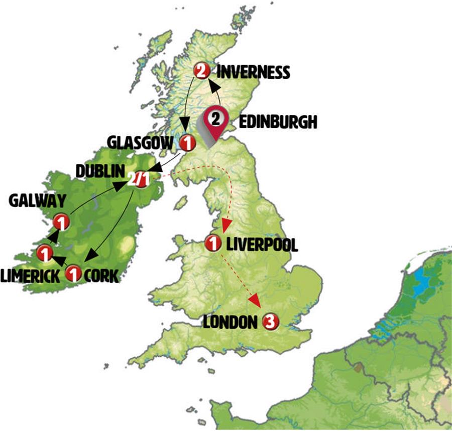 tourhub | Europamundo | Scotland and Ireland | Tour Map