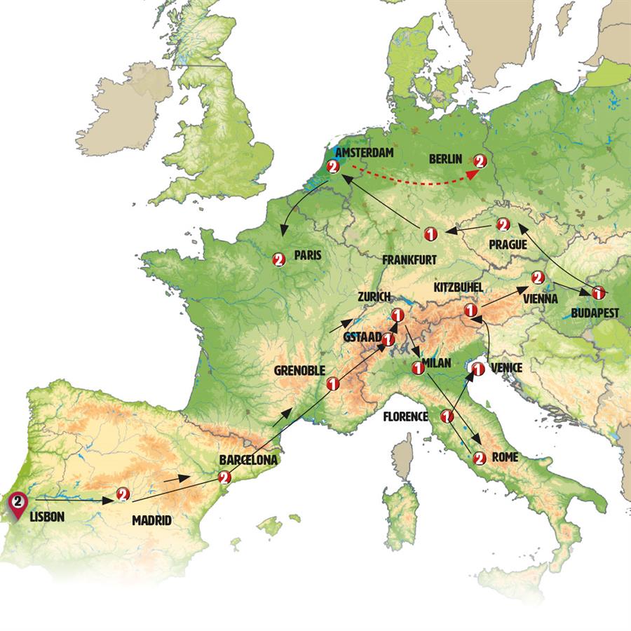 tourhub | Europamundo | Contrast of Europe end Paris | Tour Map