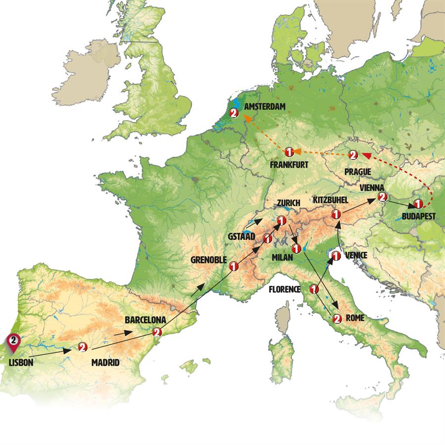 tourhub | Europamundo | Europe from West to East end Budapest | Tour Map