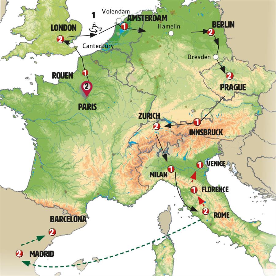 tourhub | Europamundo | Jewels of Europe | Tour Map