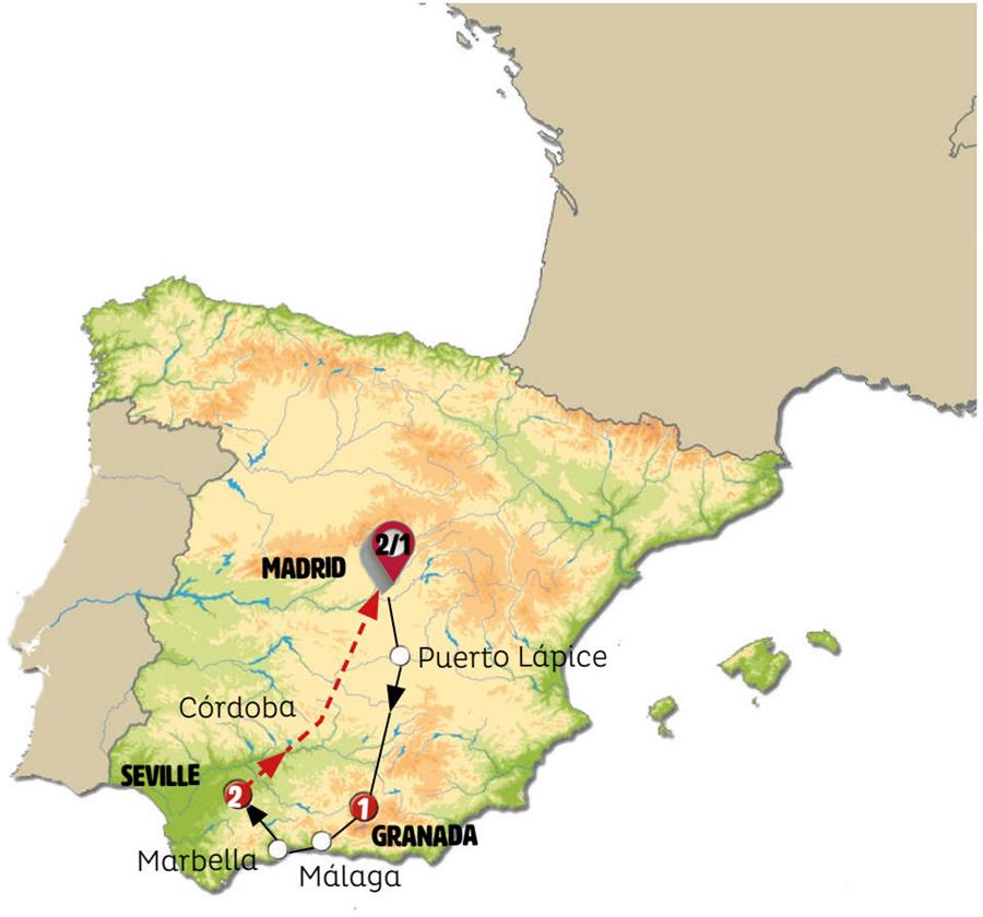 tourhub | Europamundo | Madrid and Andalusia | Tour Map