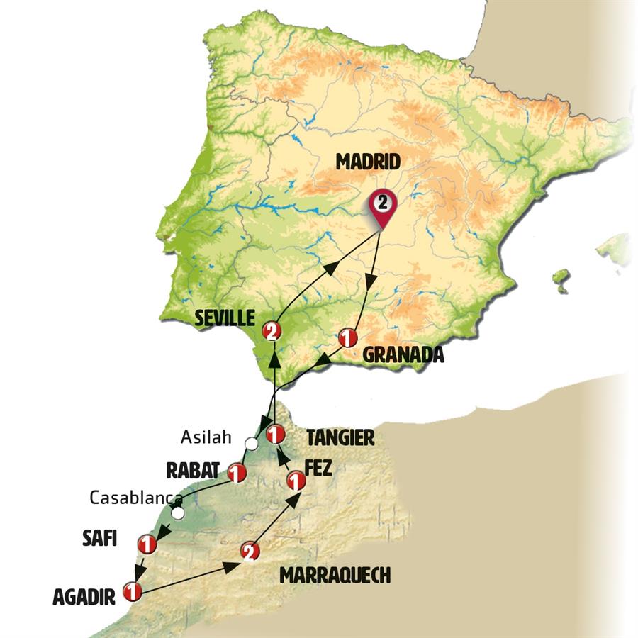 tourhub | Europamundo | Muslim Spain and Morocco | Tour Map