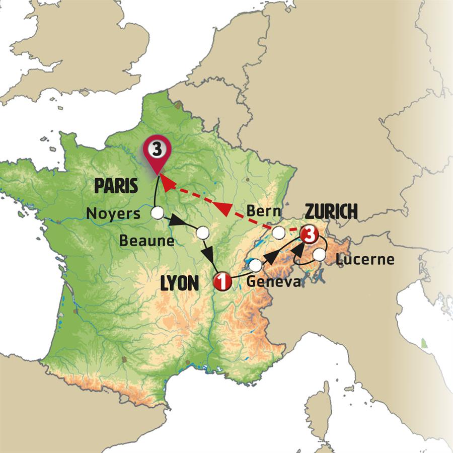 tourhub | Europamundo | France and Switzerland ROT | Tour Map