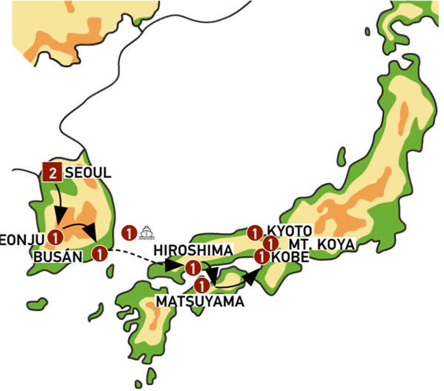 tourhub | Europamundo | From Seoul to Kyoto | Tour Map