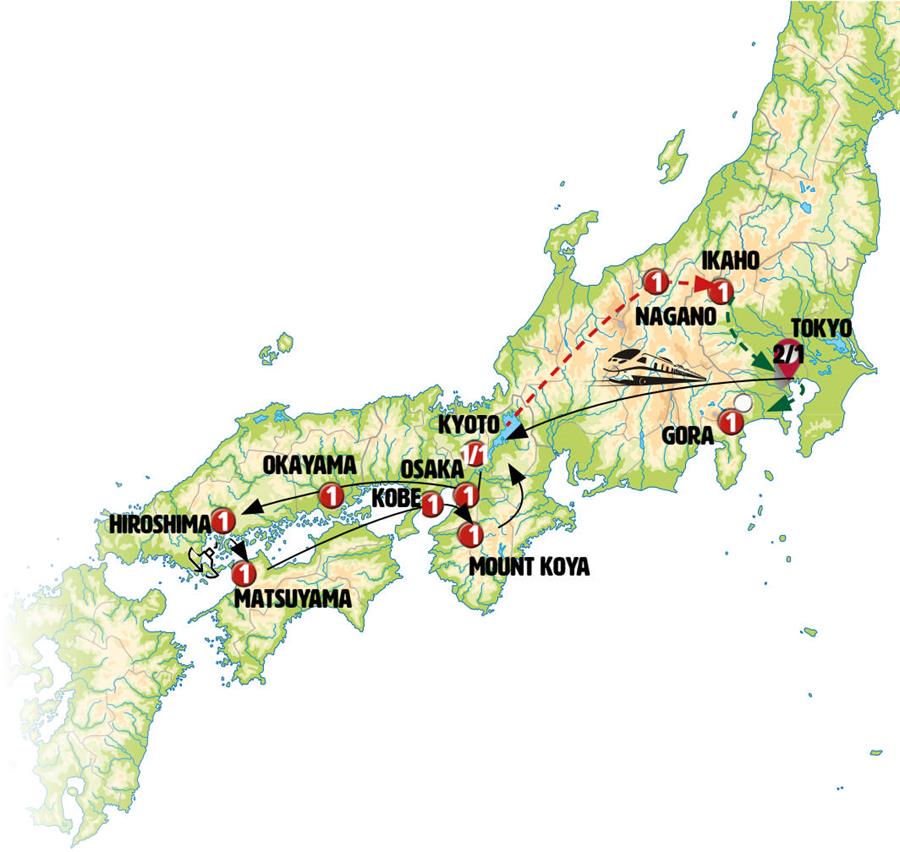 tourhub | Europamundo | Japan´s Landscapes end Kyoto | Tour Map