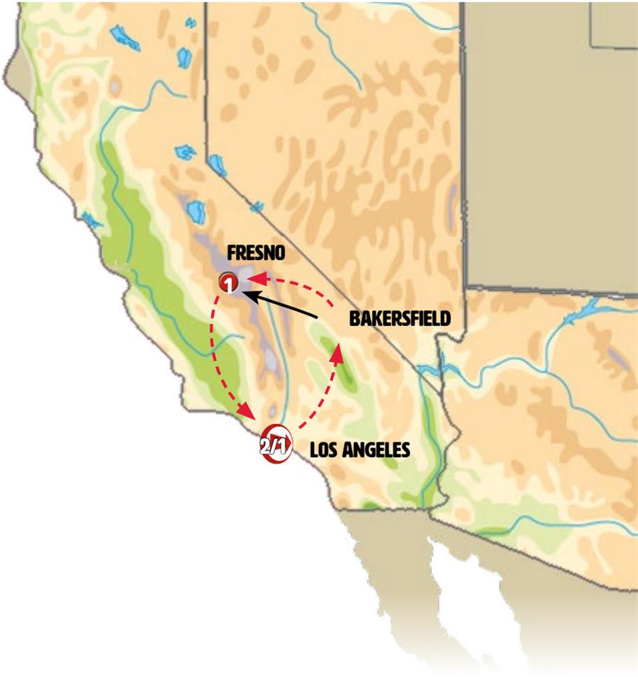 tourhub | Europamundo | Los Angeles, Yosemite, and Giant Sequoia | Tour Map