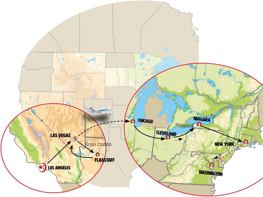 tourhub | Europamundo | From the West with Chicago and NY | Tour Map