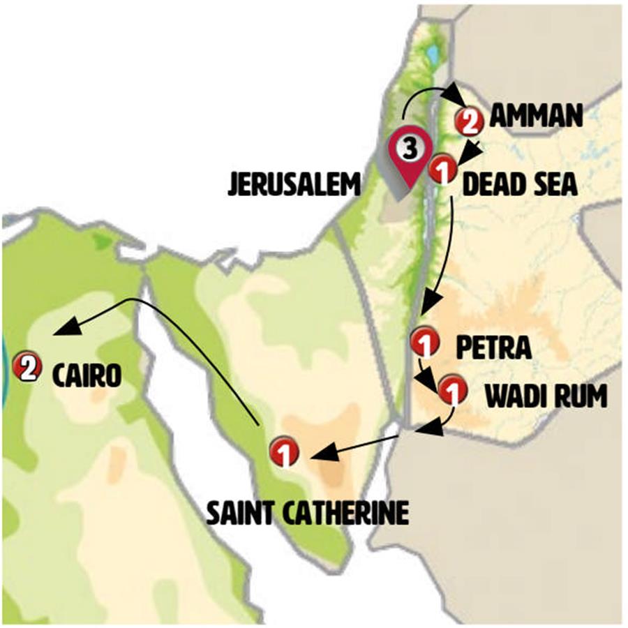 tourhub | Europamundo | Classical Jerusalem, Jordan and Cairo | Tour Map