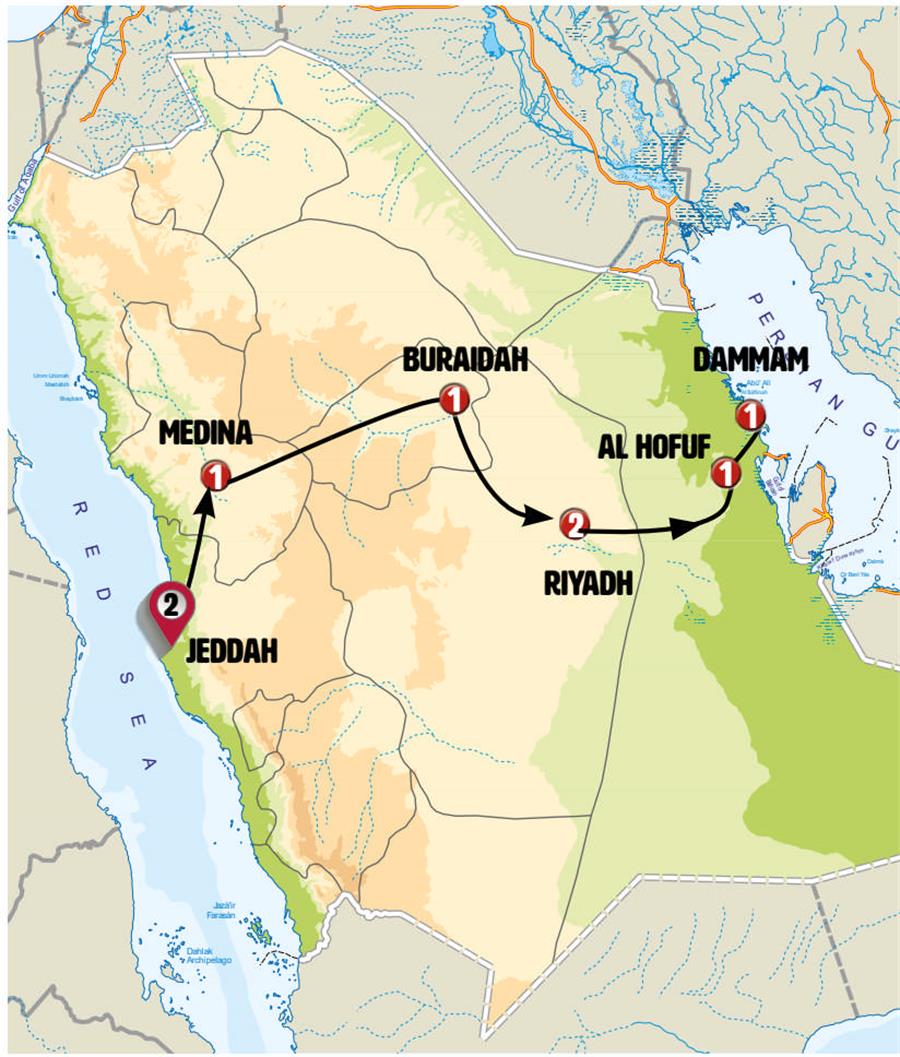 tourhub | Europamundo | Saudi Arabia, the desert jewel | Tour Map