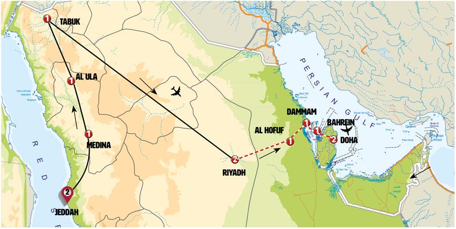 tourhub | Europamundo | Unforgettable Saudi Arabia end Riad | Tour Map