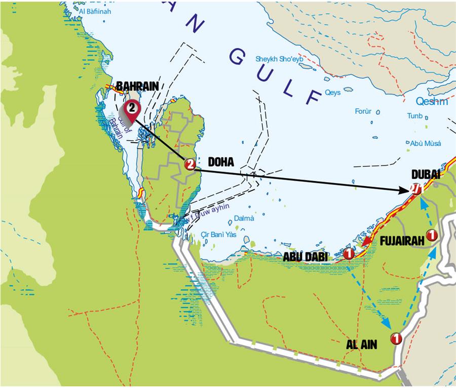 tourhub | Europamundo | Bahrain, Qatar, Dubai and Abu Dhabi | Tour Map