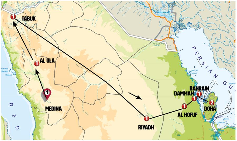 tourhub | Europamundo | Classics from Arabia Bahrain and Qatar | Tour Map