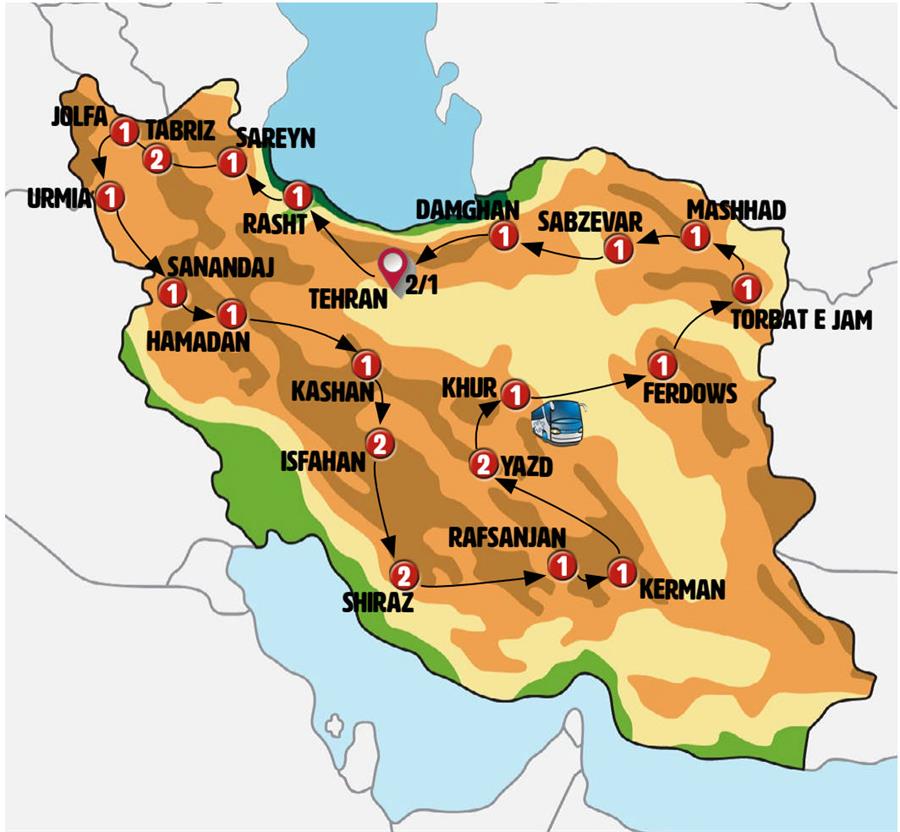 tourhub | Europamundo | Full Iran with Tehran and Rasht | Tour Map