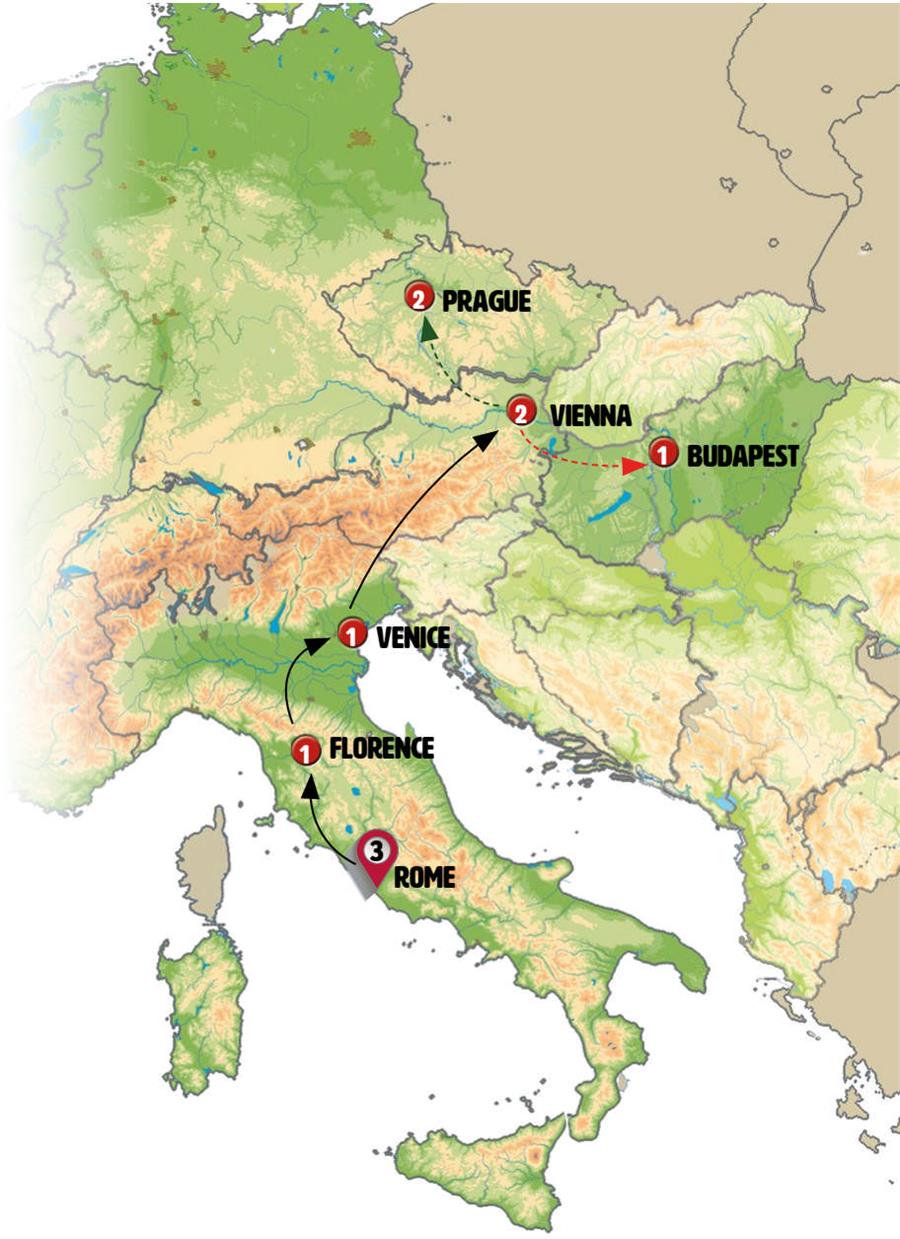 tourhub | Europamundo | Essential Italy with Vienna and Budapest | Tour Map