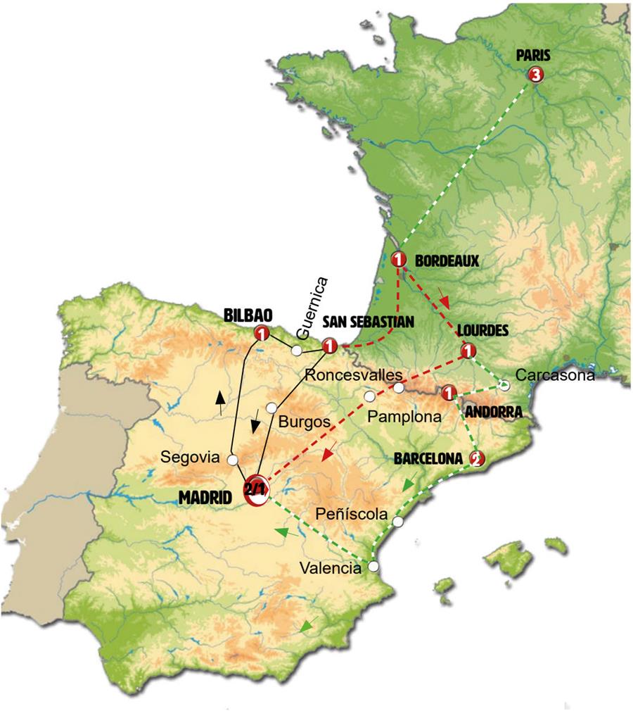 tourhub | Europamundo | Madrid and the Basque Country with Lourdes | Tour Map