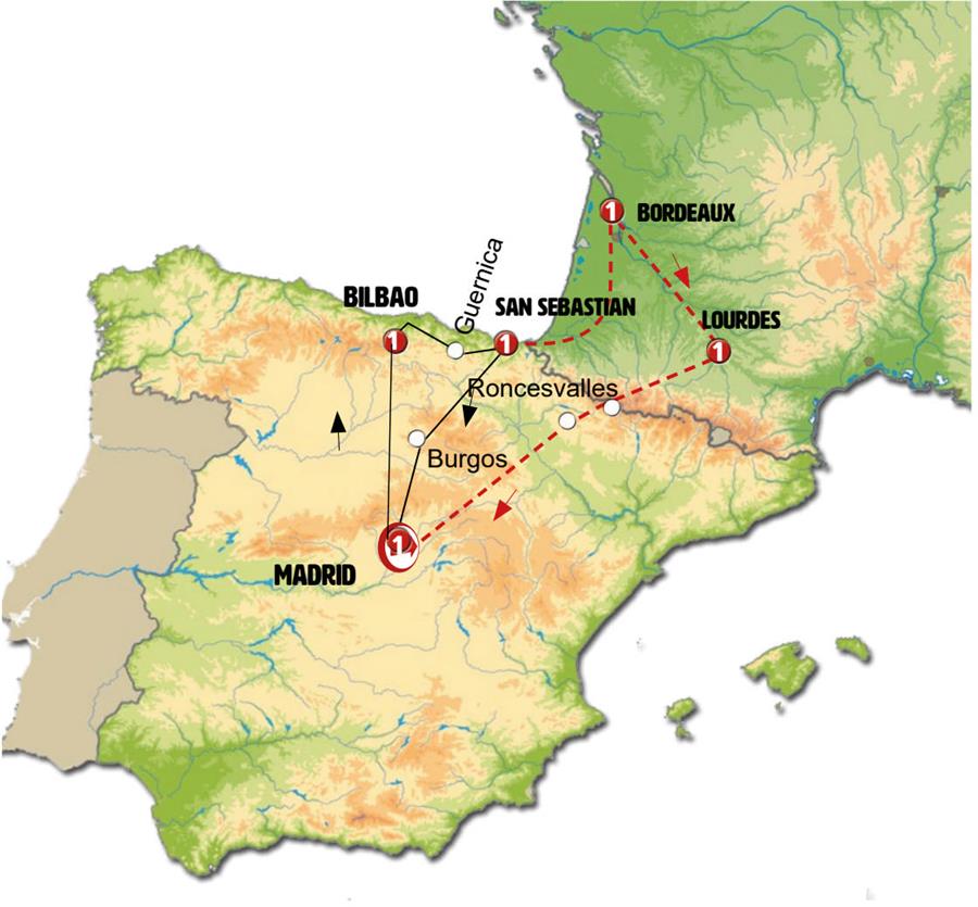 tourhub | Europamundo | Basque Country with Lourdes from Madrid | Tour Map