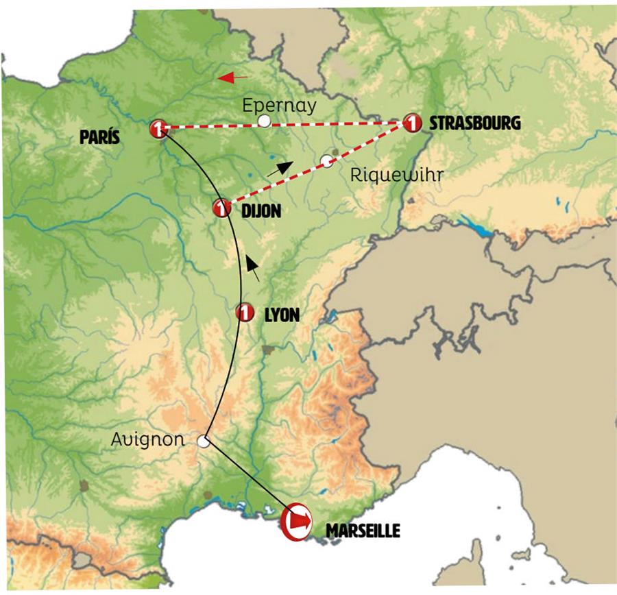 tourhub | Europamundo | Charms of Burgundy and Alsace | Tour Map