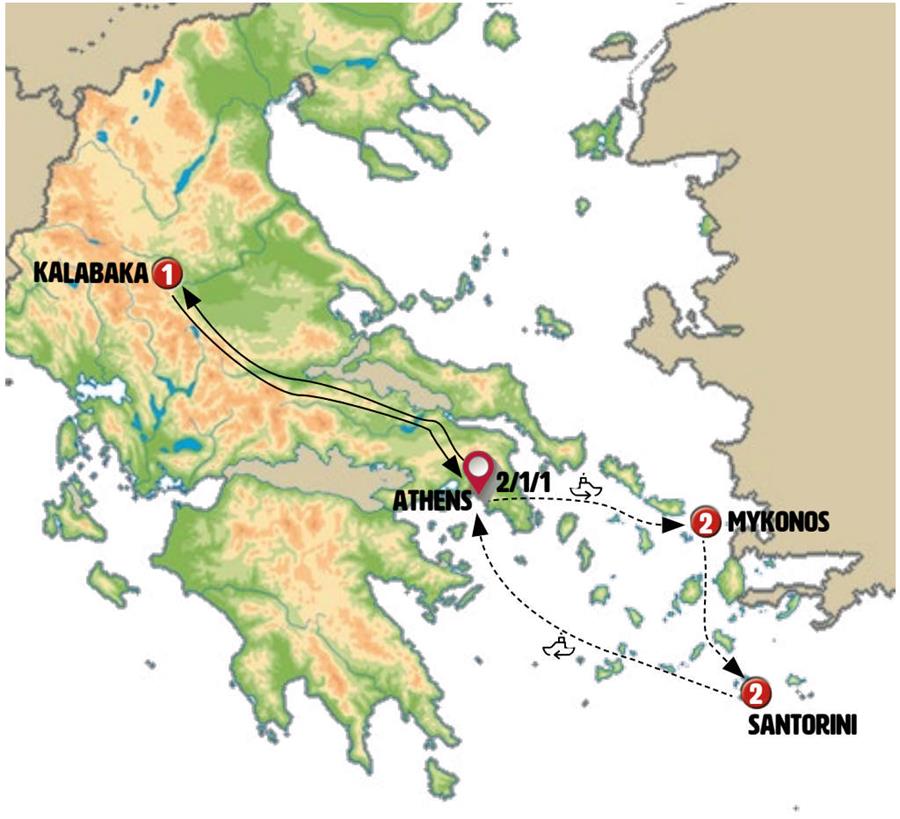 tourhub | Europamundo | Athens, Northern Greece and Greek Islands | Tour Map