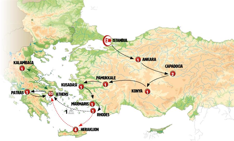 tourhub | Europamundo | Great Turkey, Greek Islands and Northern Greece | Tour Map