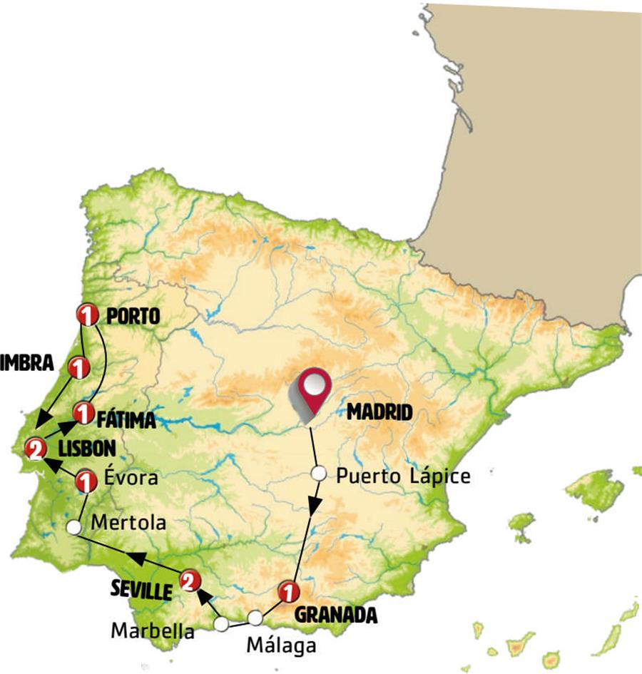 tourhub | Europamundo | Andalusia and Portugal completely | Tour Map