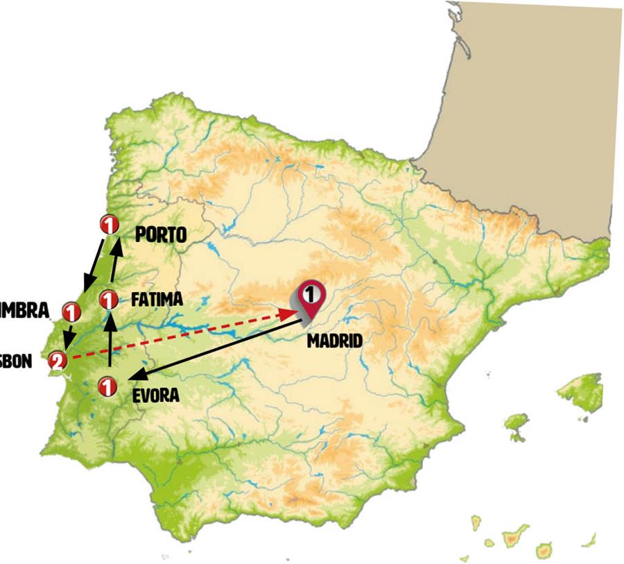 tourhub | Europamundo | Northern and Southern Portugal end Lisbon | Tour Map