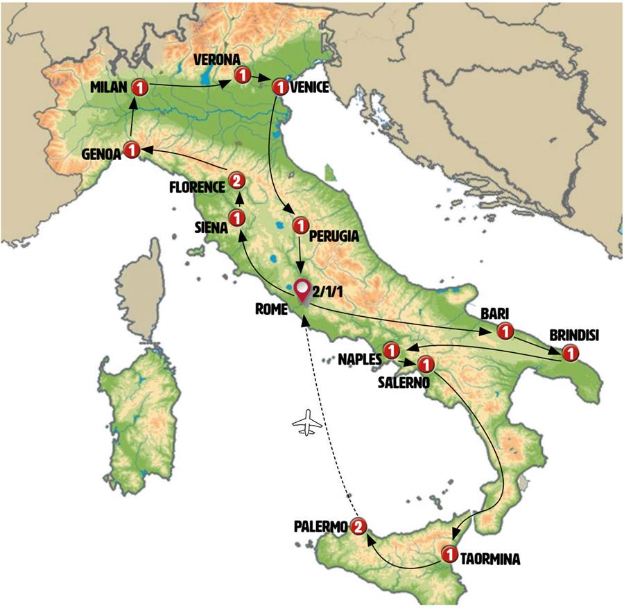 tourhub | Europamundo | Italian Roundabout Complete End Rome | Tour Map