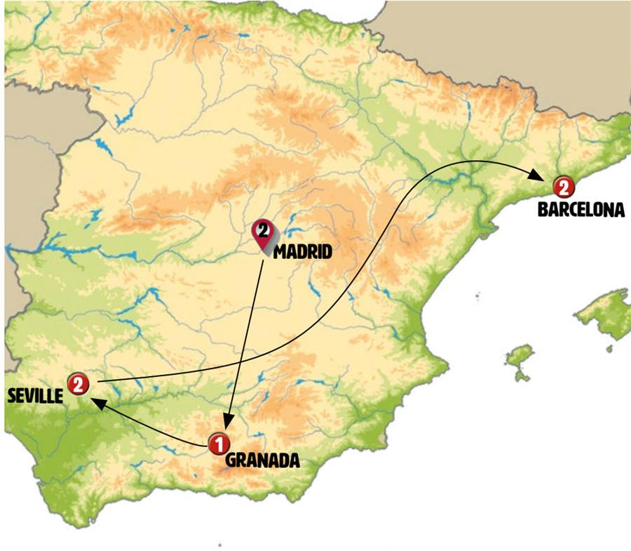 tourhub | Europamundo | Classical Spain (without Alhambra) | Tour Map