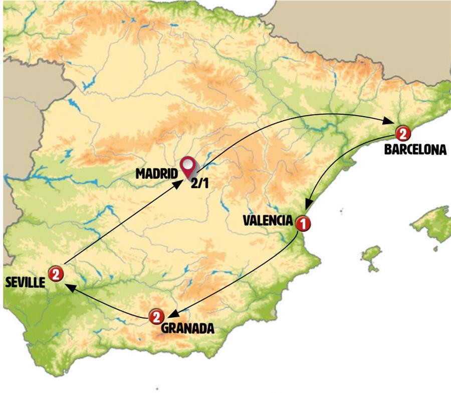 tourhub | Europamundo | Spanish Ring (without Alhambra) | Tour Map