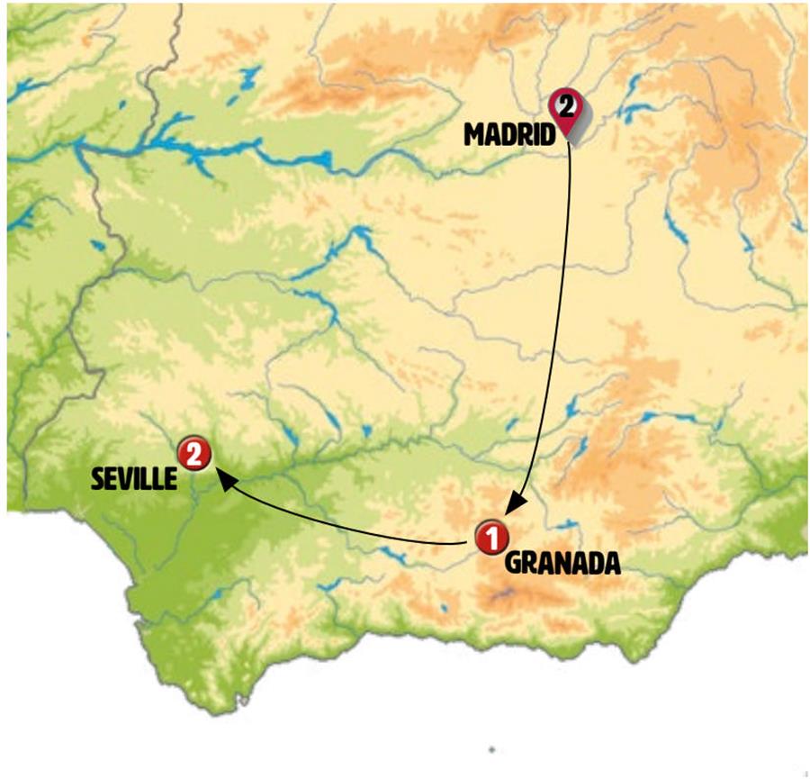 tourhub | Europamundo | Madrid and Andalusia (without Alhambra) | Tour Map