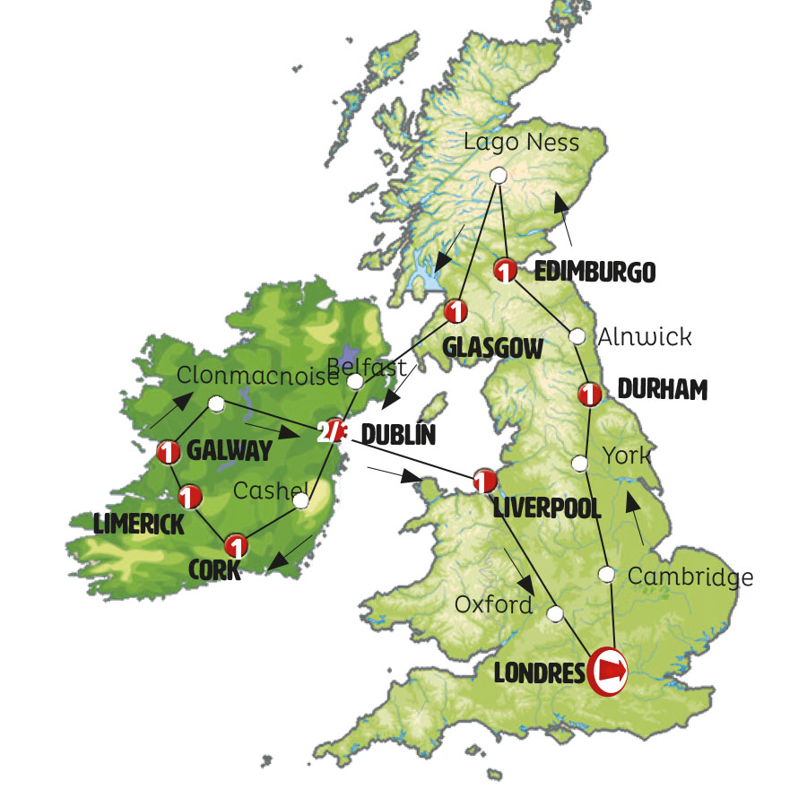 Inglaterra, Escocia e Irlanda al completo fin Dublin